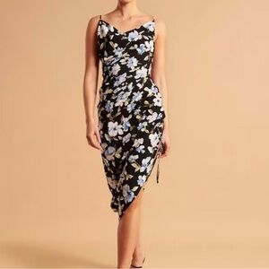 Asymmetrical Floral Black Abercrombie Dress